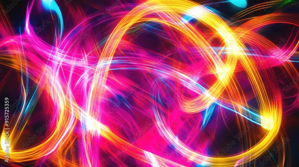 Vibrant neon lights pulsating in abstract patterns Vibrant neon lights pulsating in abstract patterns