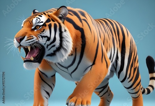 Ferocious tiger in studio with different colour of backgrounds