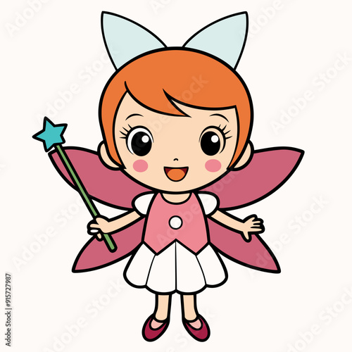 Baby chibi girl in a fairy costume
