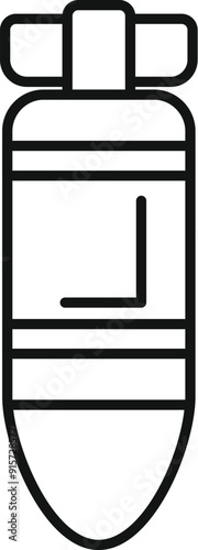 Simple line icon of an air bomb, ready to be deployed in a conflict zone