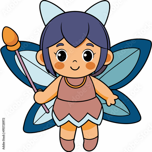 Baby chibi girl in a fairy costume