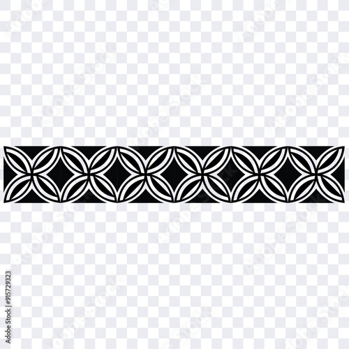 Polynesian tattoo design tribal border.Tribal design ethnic ornament maori band.Samoan Tattoo ribbon sleeve bracelet.Fabric seamless isolated hawaiian armband pattern on white background.