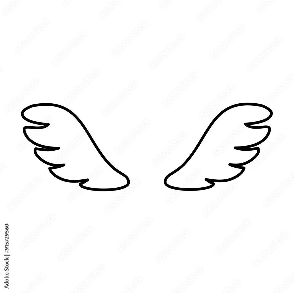 Wings icons. Black wings icons. Bird wings, angel wings elements. Vector illustration Wings icons. Black wings icons. Bird wings, angel wings elements. Vector illustration