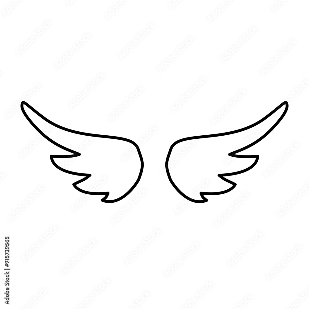 Wings icons. Black wings icons. Bird wings, angel wings elements. Vector illustration Wings icons. Black wings icons. Bird wings, angel wings elements. Vector illustration