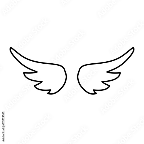 Wings icons. Black wings icons. Bird wings, angel wings elements. Vector illustration