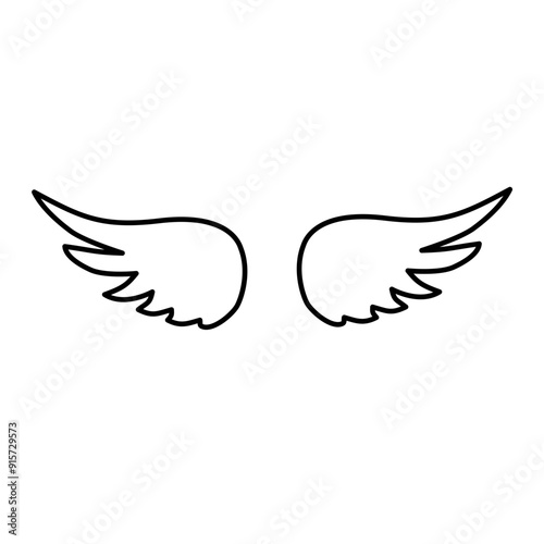 Wings icons. Black wings icons. Bird wings, angel wings elements. Vector illustration