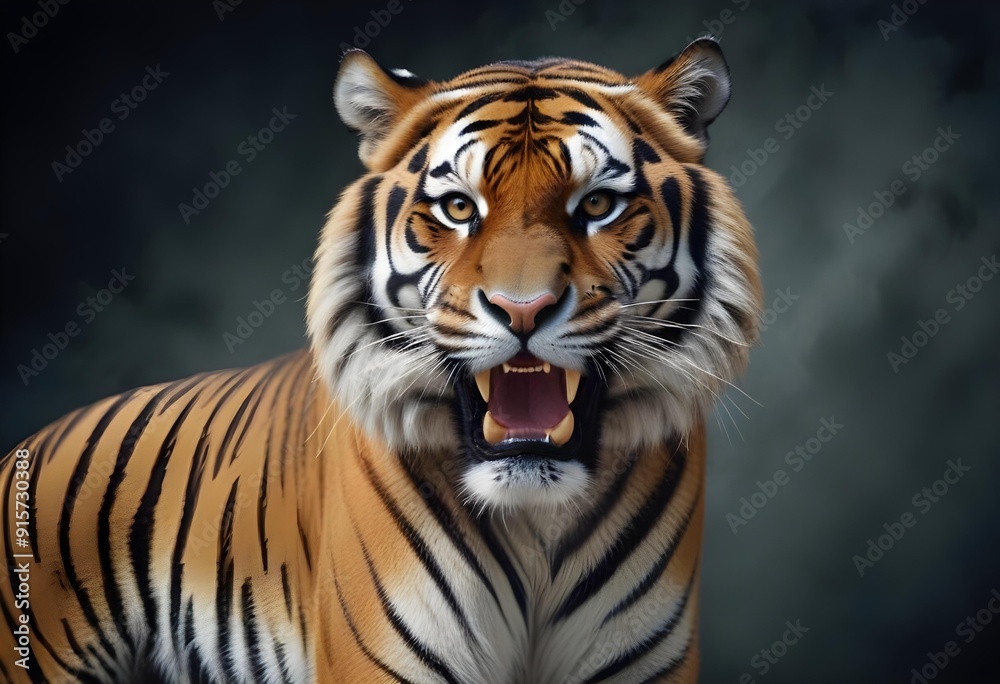 Ferocious tiger in studio with different colour of backgrounds Ferocious tiger in studio with different colour of backgrounds