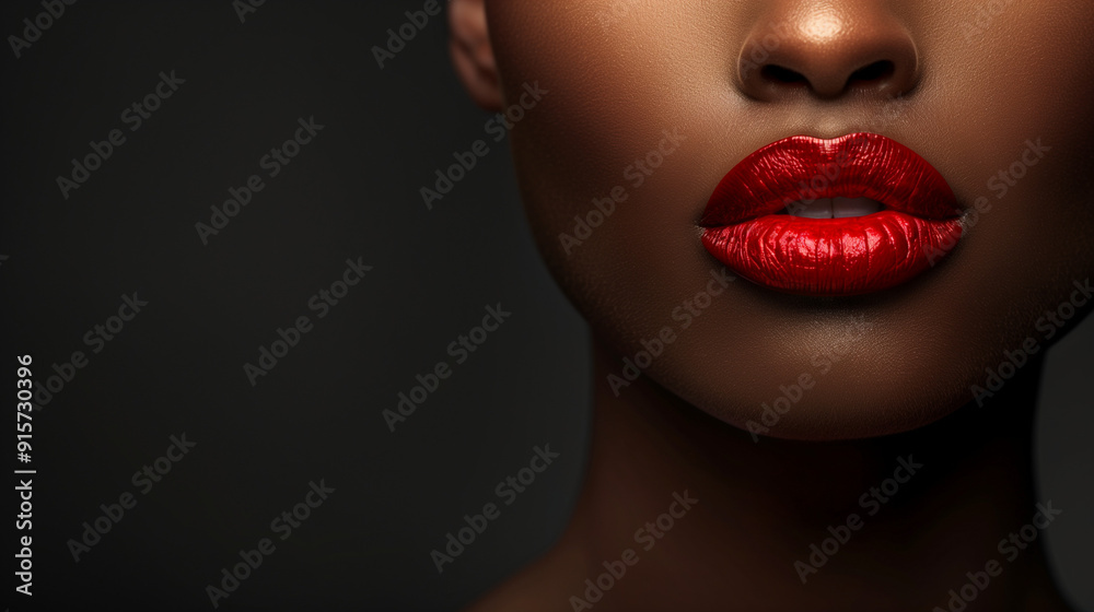 Fototapeta premium Close up red lipstick model