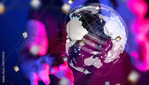 world Global network. Block...