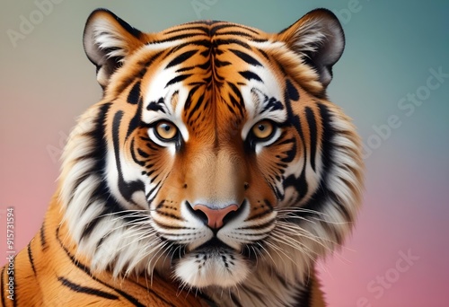 Ferocious tiger in studio with different colour of backgrounds