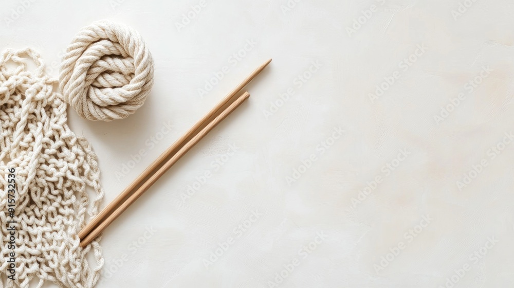 Knitting Supplies on a White Surface Knitting Supplies on a White Surface