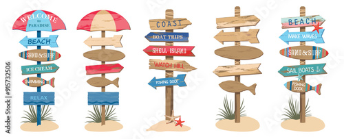 BEACH SIGNPOST SET