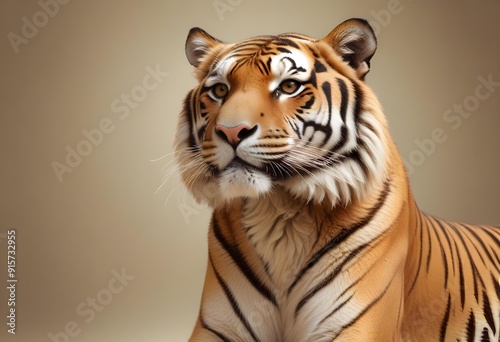 Ferocious tiger in studio with different colour of backgrounds