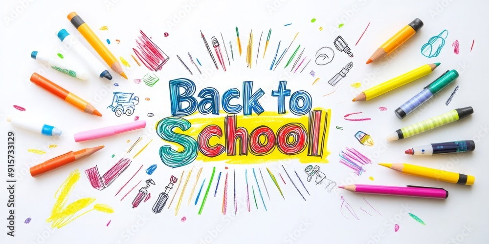 Playful Back to School Illustration Featuring a Joyful Child's Sketch, Colorful Art Supplies, and the Spirit of Creativity and Learning Playful Back to School Illustration Featuring a Joyful Child's Sketch, Colorful Art Supplies, and the Spirit of Creativity and Learning