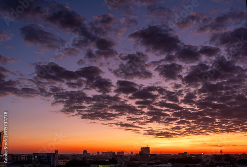 sunrise over the city of Vientiane photo