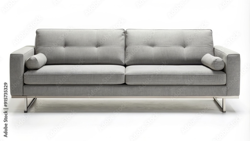Modern grey sofa bed with clean lines and minimalist design, isolated on a pure white background, ideal for interior design and furniture marketing materials. Modern grey sofa bed with clean lines and minimalist design, isolated on a pure white background, ideal for interior design and furniture marketing materials.
