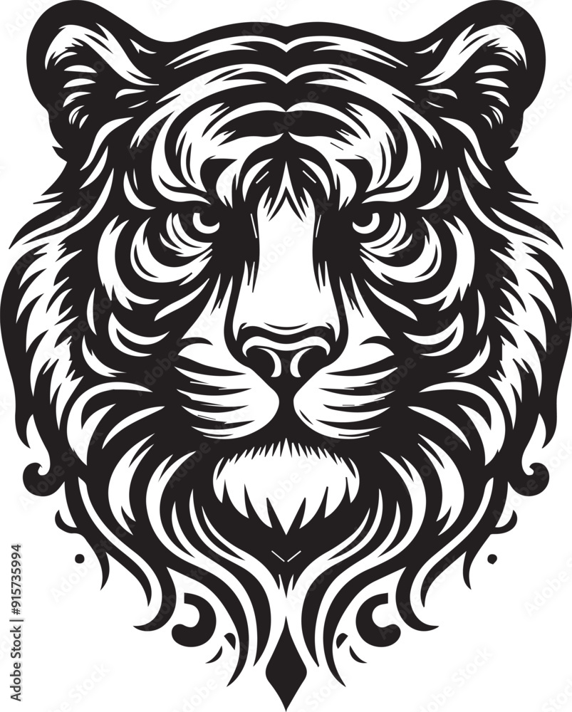 Obraz premium tiger head vector art illustration