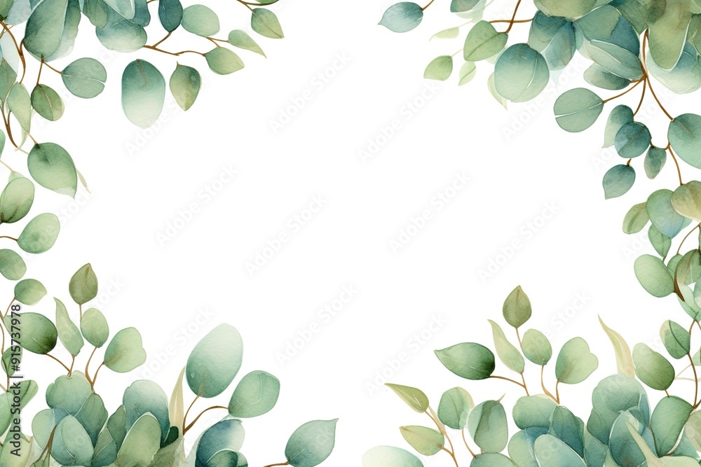 Watercolor Greenery Frame with White Background. Watercolor Greenery Frame with White Background.