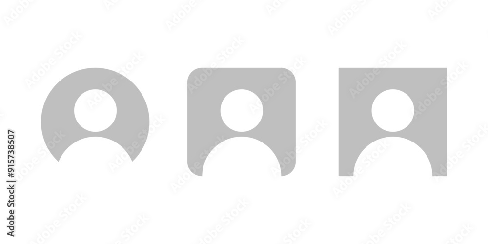 Set of person's user profiles in 3 different variations. Social grey avatar. Vector icons in flat style Set of person's user profiles in 3 different variations. Social grey avatar. Vector icons in flat style