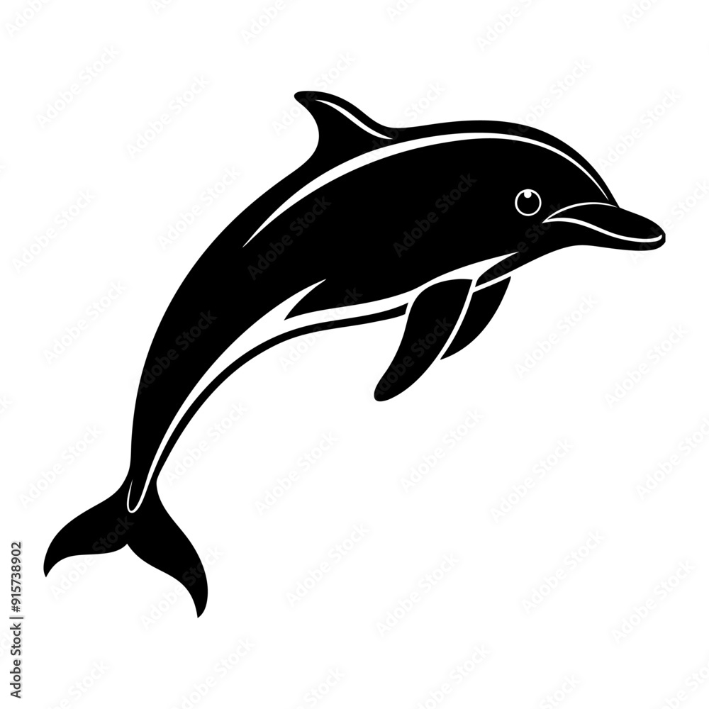 Fototapeta premium Jumping dolphin symbol silhouette illustration