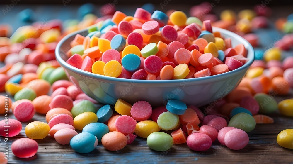 colorful candy in a glass bowl colorful candy in a glass bowl