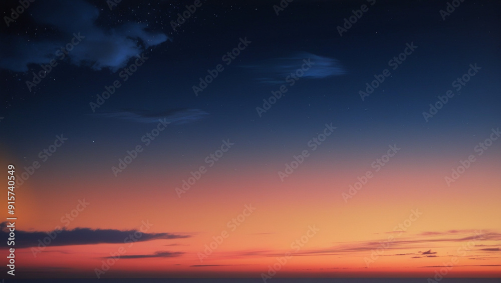 Generate an image of a twilight sky with a gradient from orange to deep blue. Generate an image of a twilight sky with a gradient from orange to deep blue.
