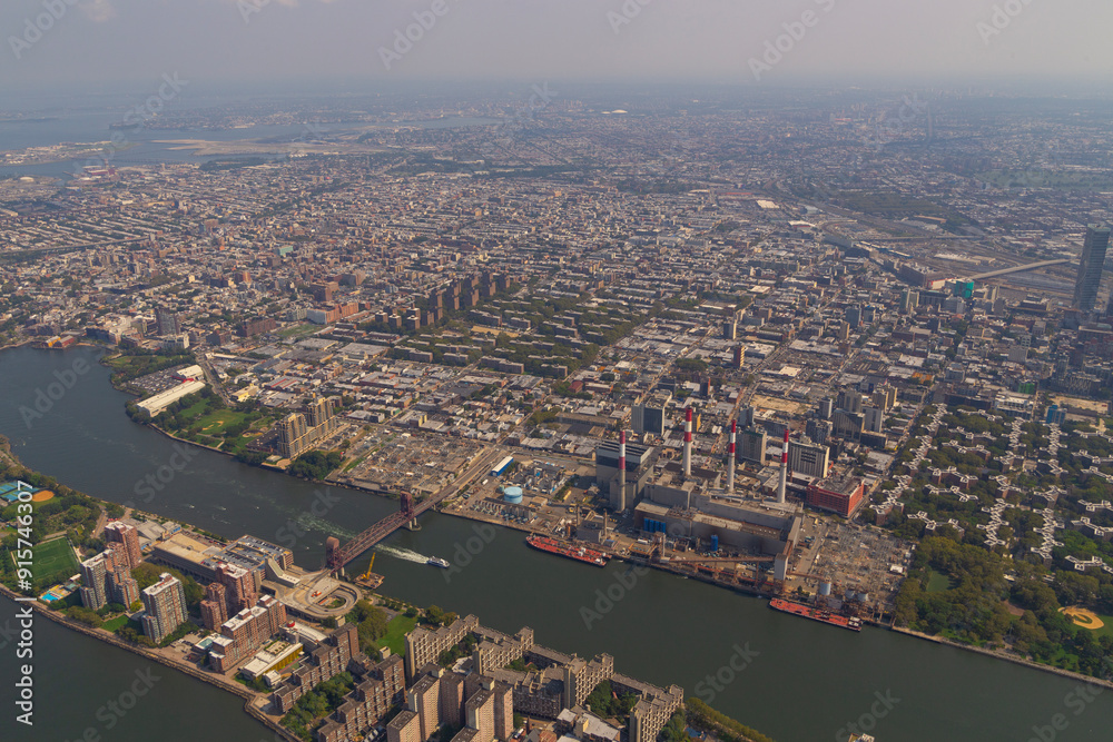 Helicopter flight over New York