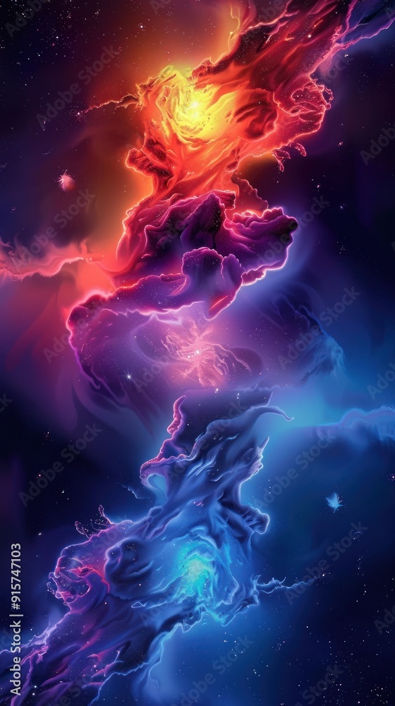Ethereal abstract lights in red, purple, and blue tones Ethereal abstract lights in red, purple, and blue tones