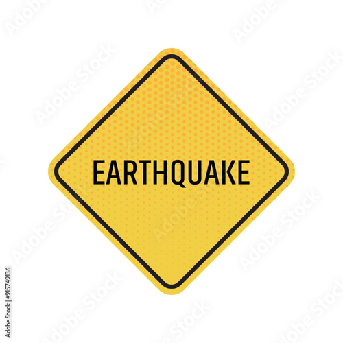 yellow information earthquake sign on wall