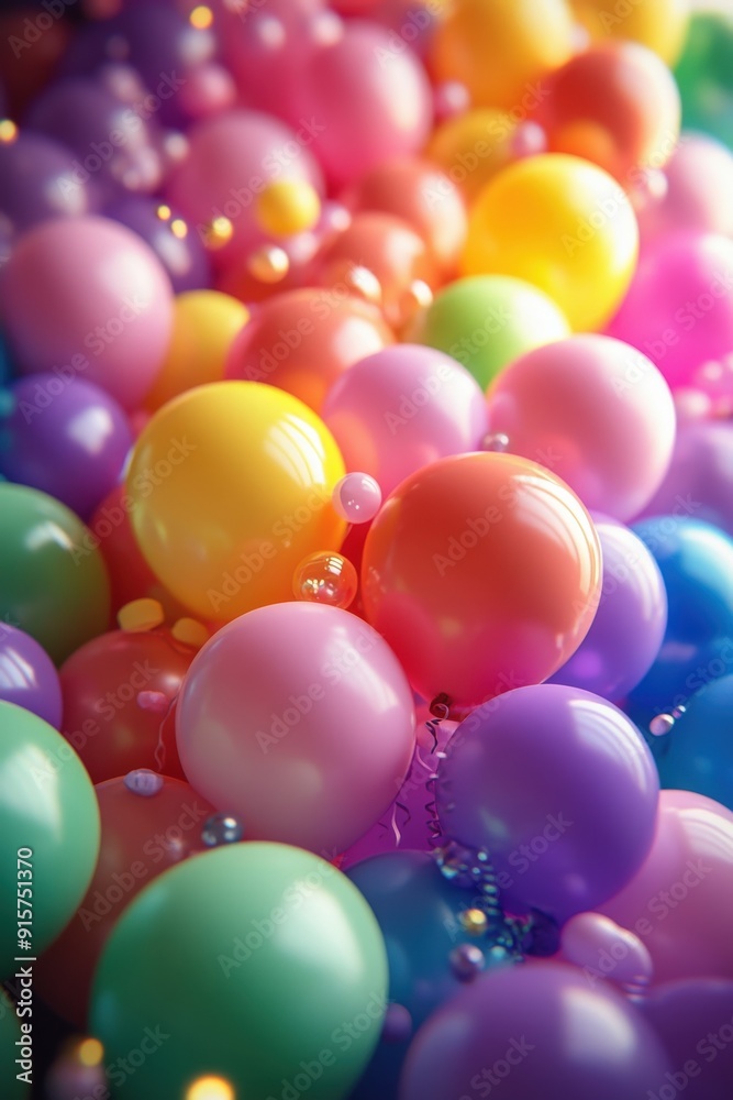 A vibrant collection of colorful balloons creating a festive atmosphere. A vibrant collection of colorful balloons creating a festive atmosphere.