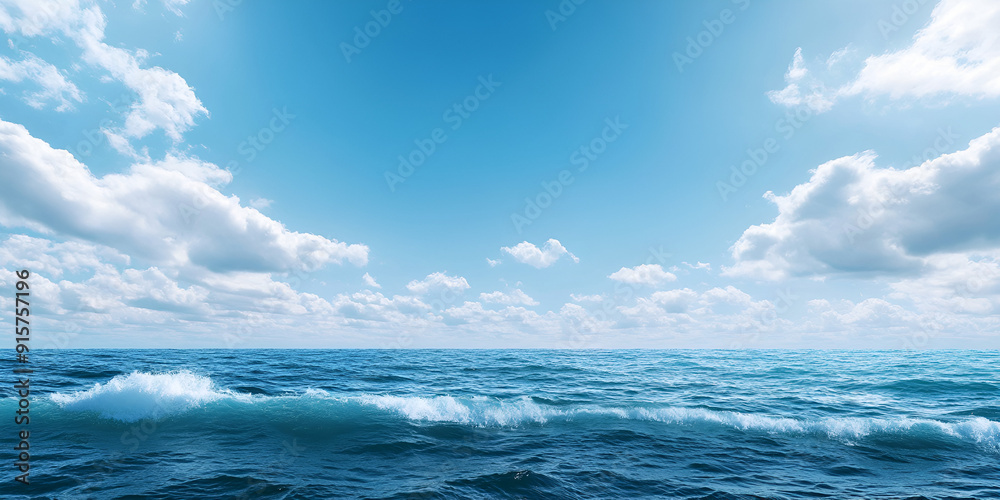 Fototapeta premium Stunning Ocean View with Waves and Blue Sky