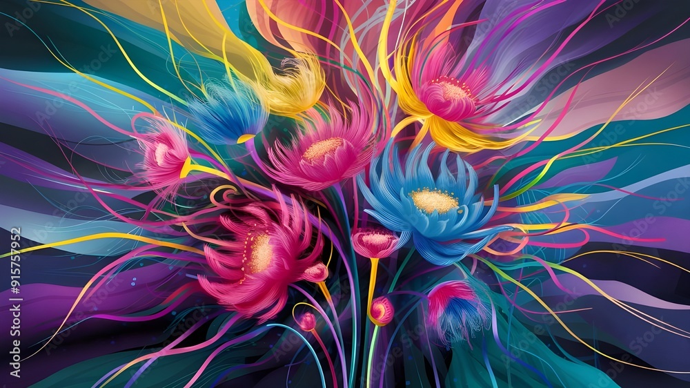 Obraz premium abstract art wallpaper of colorful flowers with colorful background