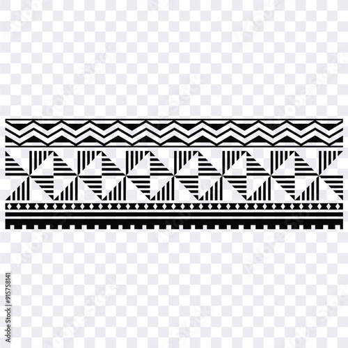 Polynesian tattoo tribal band design. Samoan tattoo tribal ornament border. Decorative seamless pattern.