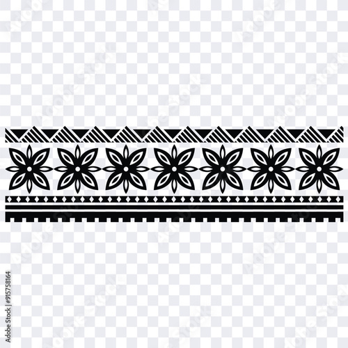 Polynesian tattoo tribal band design. Samoan tattoo tribal ornament border. Decorative seamless pattern.