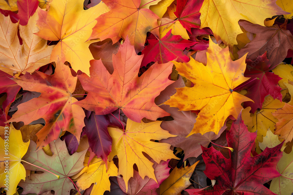 A vibrant assortment of autumn leaves in various shades of yellow, red, and orange, showcasing the rich colors and textures of the fall season A vibrant assortment of autumn leaves in various shades of yellow, red, and orange, showcasing the rich colors and textures of the fall season