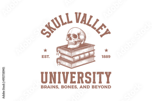 Skull Valley University, Vintage Halloween University SVG T shirt design