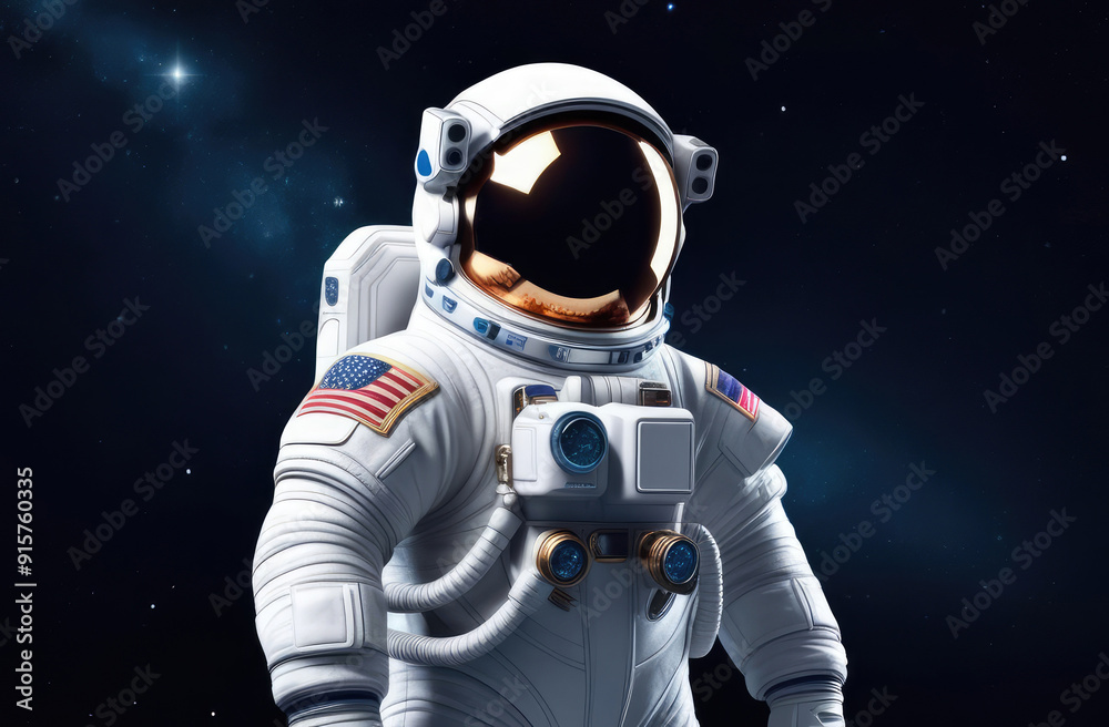 cartoon 3d character of American astronaut on starry sky background, illustration cartoon 3d character of American astronaut on starry sky background, illustration