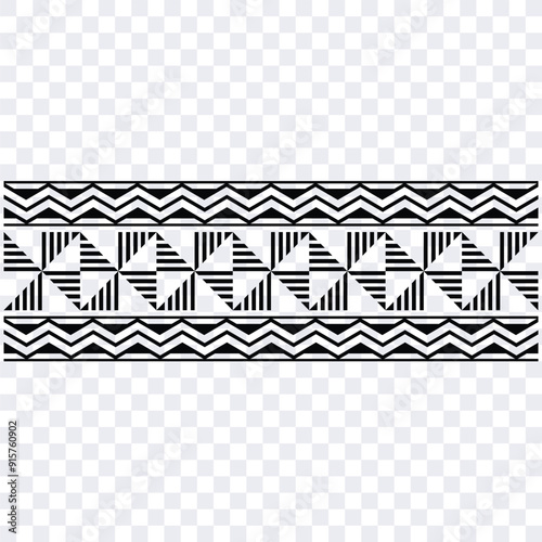 Polynesian pattern tribal tattoo border. Tribal  tattoo geometric fore arm samoan band.Tattoo eps forearm samoan bracelet. Fabric seamless isolated hawaiian pattern on white background.