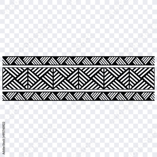 Polynesian pattern tribal tattoo border. Tribal  tattoo geometric fore arm samoan band.Tattoo eps forearm samoan bracelet. Fabric seamless isolated hawaiian pattern on white background.