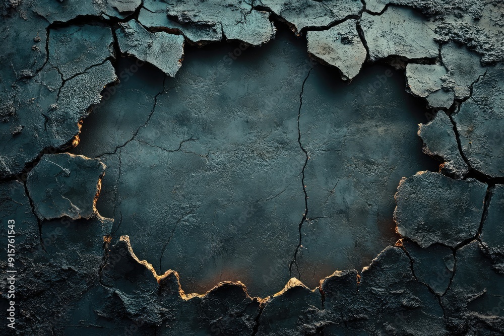 Cracked Black Surface with Circular Opening Cracked Black Surface with Circular Opening