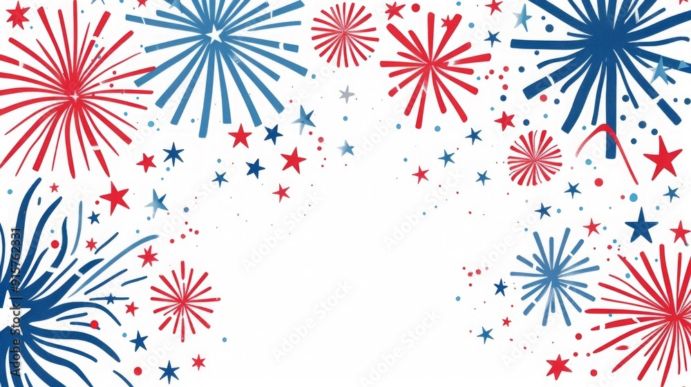 Fireworks Celebration: Red, White, and Blue Stars Fireworks Celebration: Red, White, and Blue Stars