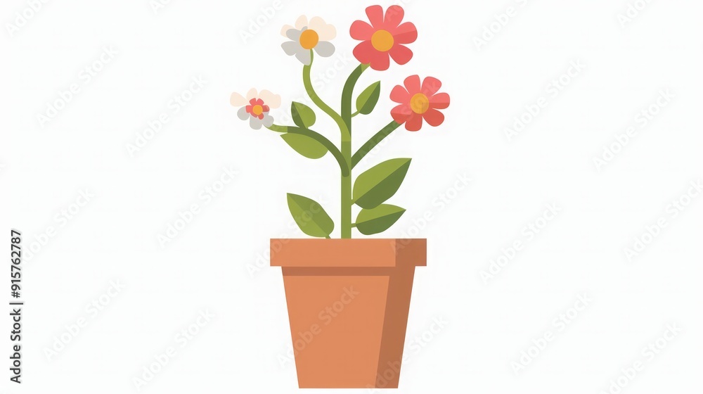 Potted Plant with Pink and White Flowers: A Vibrant Floral Display Potted Plant with Pink and White Flowers: A Vibrant Floral Display