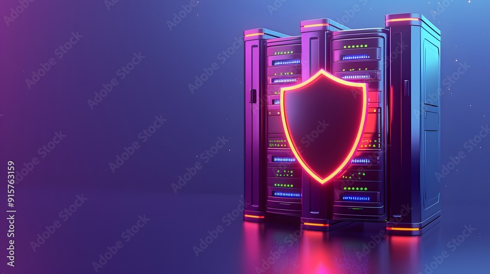 A glowing shield icon in front of server racks, representing cybersecurity and data protection in a digital environment. A glowing shield icon in front of server racks, representing cybersecurity and data protection in a digital environment.