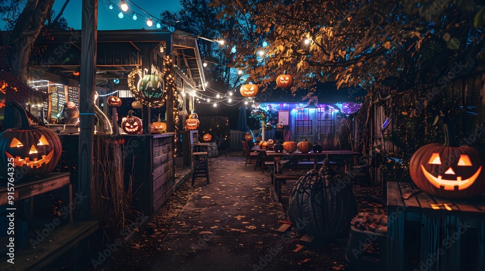Naklejka premium Castle place for Halloween party, All kinds of party supplies Halloween, Happy Halloween