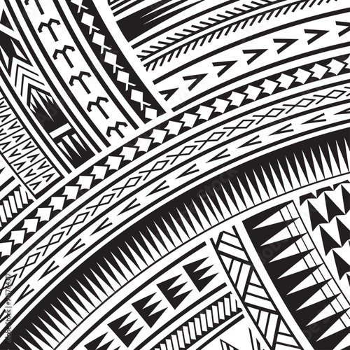 Polynesian tattoo tribal background design. Samoan pattern decorative wallpaper.