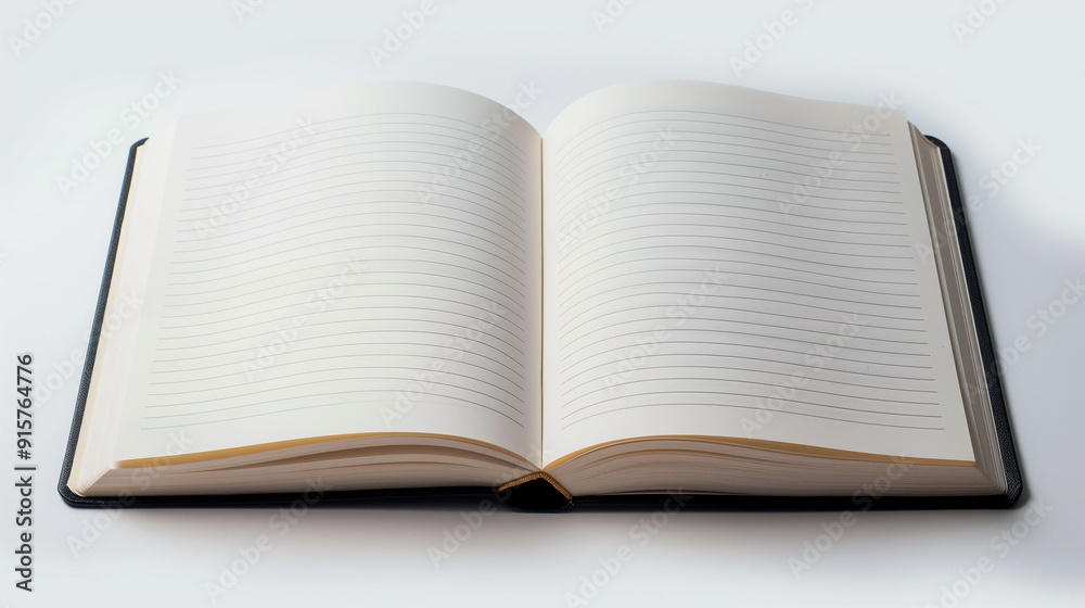 Stylish Hardcover Notebook With Lined Pages Resting on a Plain Surface in a Modern Setting Stylish Hardcover Notebook With Lined Pages Resting on a Plain Surface in a Modern Setting