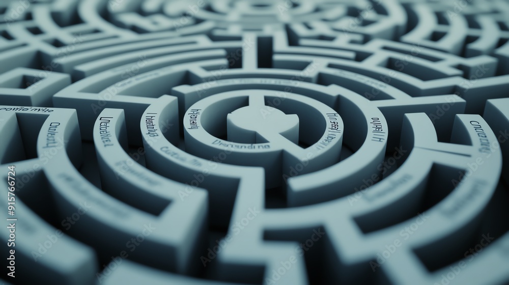 Intricate maze design showcasing complex pathways and turns, ideal for visualizing challenges or problem-solving scenarios. Intricate maze design showcasing complex pathways and turns, ideal for visualizing challenges or problem-solving scenarios.