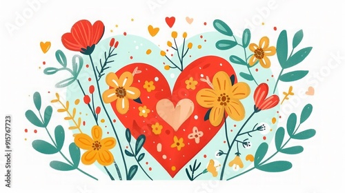 Floral Heart Illustration: Love and Nature Design