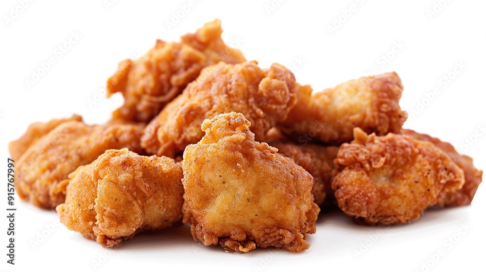 Fresh deep fried chicken nuggets isolated on transparent background Fresh deep fried chicken nuggets isolated on transparent background