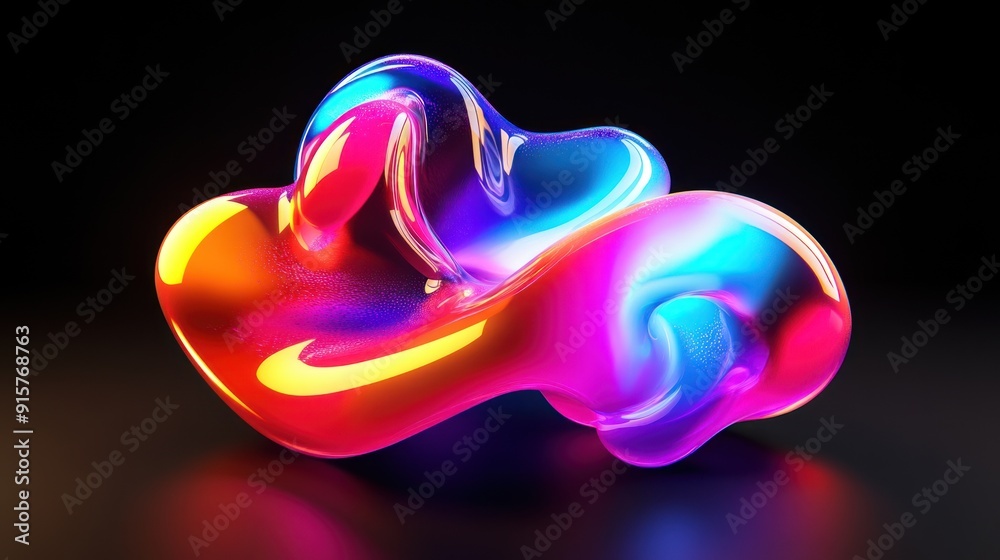 Obraz premium Intertwined Glowing Shapes in Vibrant Colors